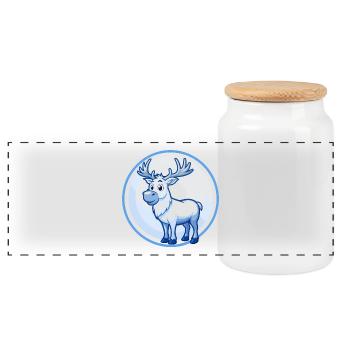 Elk Bleu Mignon Kawaii Dessin animé Personnage Clipart Animal de compagnie - Boîte à biscuits avec couvercle en bois - blanc - Devant