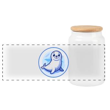 Siegel Blau Kawaii Cartoon Figur Clipart Haustier - Panorama Keksdose mit Holzdeckel - Weiß - Vorne
