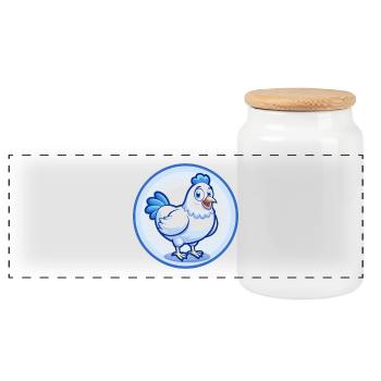 Poule Bleu Mignon Kawaii Dessin Animé Personnage Clipart Animal de compagnie - Boîte à biscuits avec couvercle en bois - blanc - Devant