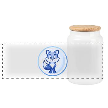 Fuchs Blau Niedliche Kawaii Cartoon Figur Clipart Haustier - Panorama Keksdose mit Holzdeckel - Weiß - Vorne