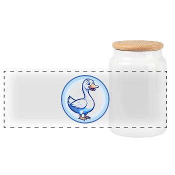 Goose Blue Kawaii Cartoon Character Clipart Pet - Panoramic Cookie Jar with Wooden Lid - white - Front