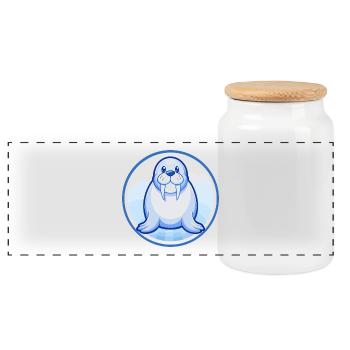 Walross Blau Kawaii Cartoon Figur Clipart Haustier - Panorama Keksdose mit Holzdeckel - Weiß - Vorne