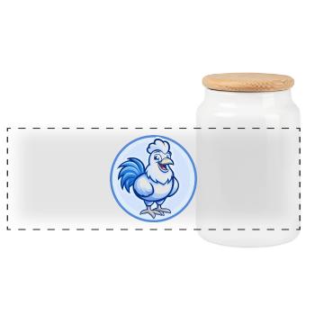 Coq Bleu Kawaii Dessin Animé Personnage Clipart Animal de compagnie - Boîte à biscuits avec couvercle en bois - blanc - Devant