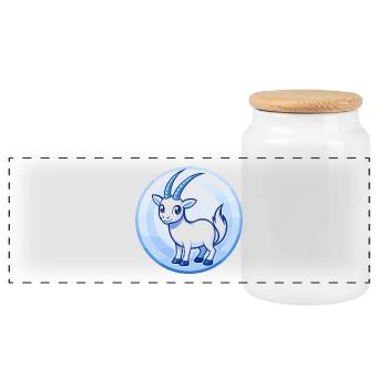 Oryx bleu kawaii dessin animé personnage clipart animal de compagnie - Boîte à biscuits avec couvercle en bois - blanc - Devant
