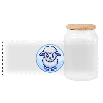 Schaf Blau Kawaii Cartoon Figur Clipart Haustier - Panorama Keksdose mit Holzdeckel - Weiß - Vorne
