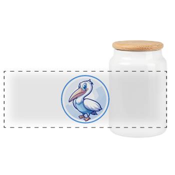 Pelikan Blau Kawaii Cartoon Figur Clipart Haustier - Panorama Keksdose mit Holzdeckel - Weiß - Vorne