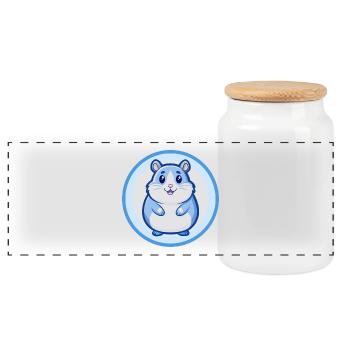 Hamster Blau Kawaii Cartoon Figur Clipart Haustier - Panorama Keksdose mit Holzdeckel - Weiß - Vorne