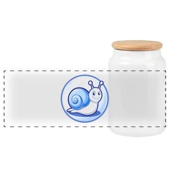 Snail Blue Kawaii Cartoon Character Clipart Pet - Panoramic Cookie Jar with Wooden Lid - white - Front