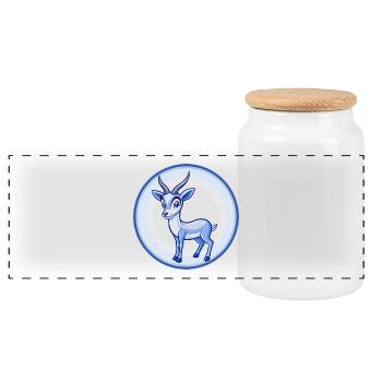 Impala Blau Kawaii Cartoon Figur Clipart Haustier - Panorama Keksdose mit Holzdeckel - Weiß - Vorne