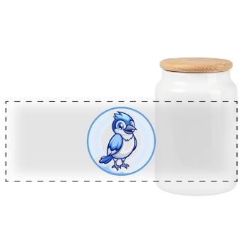 Jay Bird Blau Kawaii Cartoon Figur Clipart Haustier - Panorama Keksdose mit Holzdeckel - Weiß - Vorne