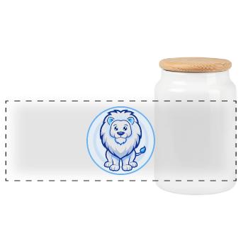 Lion Bleu Kawaii Dessin Animé Personnage Clipart Animal de compagnie - Boîte à biscuits avec couvercle en bois - blanc - Devant