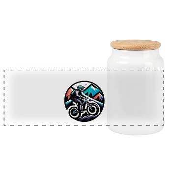 downhill mountainbike radfahren sport selten radlo - Panorama Keksdose mit Holzdeckel - Weiß - Vorne