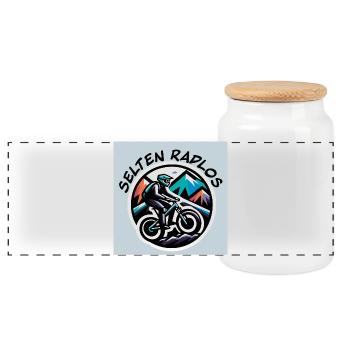 downhill mountainbike radfahren sport poster - Panorama Keksdose mit Holzdeckel - Weiß - Vorne