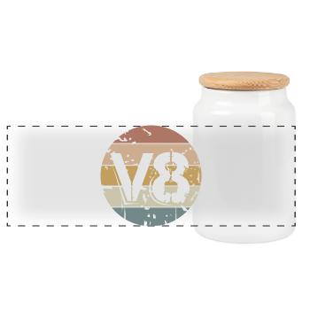 Rétro V8 musclecar logo de l’icône de la voiture vintage - Boîte à biscuits avec couvercle en bois - blanc - Devant