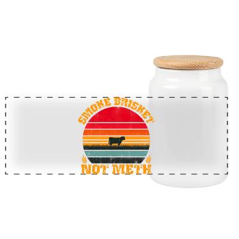 Smoke Brisket Not Meth, lustiges Retro-Kuh-Design - Panorama Keksdose mit Holzdeckel - Weiß - Vorne