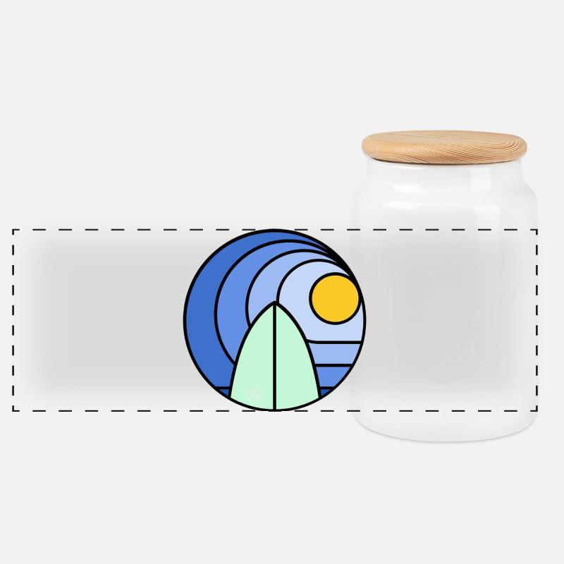 Surf Sundowner I (black) - Panorama Keksdose mit Holzdeckel - Weiß