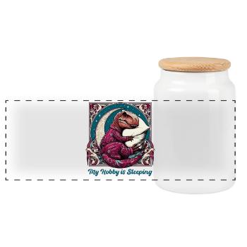 T-Rex Sleeping Hobby Cadeau - Boîte à biscuits avec couvercle en bois - blanc - Devant