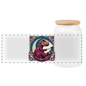 T-Rex Sleeping Hobby Cadeau - Boîte à biscuits avec couvercle en bois - blanc - Devant