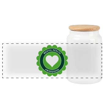 Mental Health Awareness - Panoramic Cookie Jar with Wooden Lid - white - Front