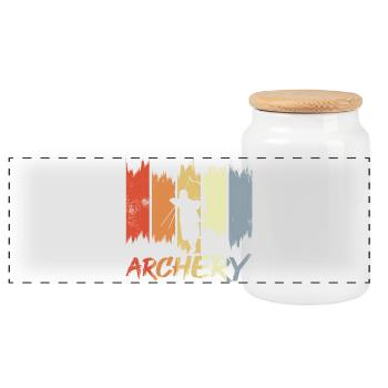 Archery - Panoramic Cookie Jar with Wooden Lid - white - Front