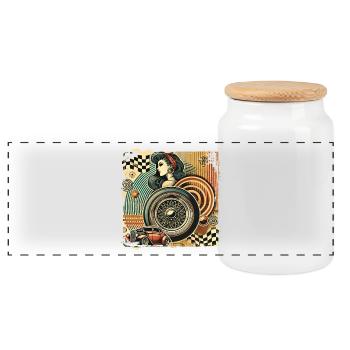 Tuning Hot Rod Rockabilly Design - Panorama Keksdose mit Holzdeckel - Weiß - Vorne