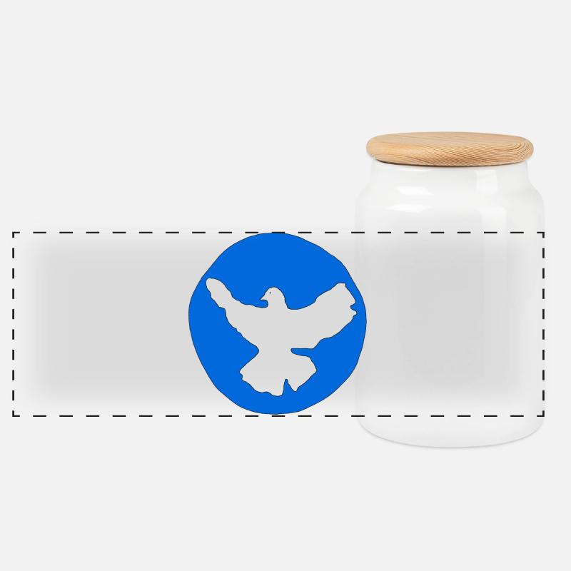 Colombe de la Paix - Boîte à biscuits avec couvercle en bois - blanc