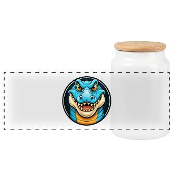 Alligator Bunt Kawaii Cartoon Figur Tier - Panorama Keksdose mit Holzdeckel - Weiß - Vorne