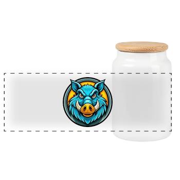 Sanglier Coloré Kawaii Dessin Animé Personnage Clipart Animal de compagnie - Boîte à biscuits avec couvercle en bois - blanc - Devant