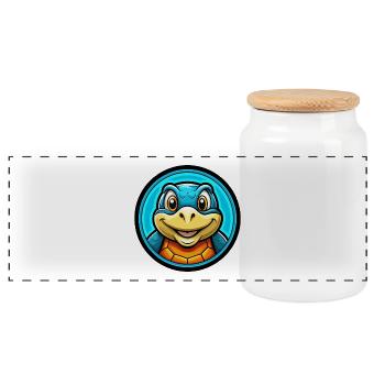 tortue coloré kawaii personnage de dessin animé clipart - Boîte à biscuits avec couvercle en bois - blanc - Devant