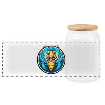 homard coloré kawaii personnage de dessin animé clipart - Boîte à biscuits avec couvercle en bois - blanc - Devant