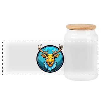 Elk coloré Kawaii dessin animé personnage Clipart Animal de compagnie - Boîte à biscuits avec couvercle en bois - blanc - Devant