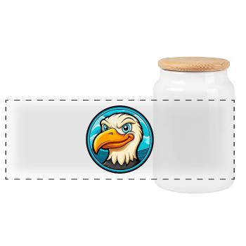 Seagull Colorful Kawaii Cartoon Character Clipart - Panoramic Cookie Jar with Wooden Lid - white - Front