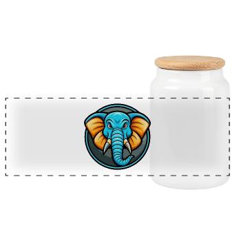 éléphant coloré kawaii personnage de dessin animé clipart - Boîte à biscuits avec couvercle en bois - blanc - Devant
