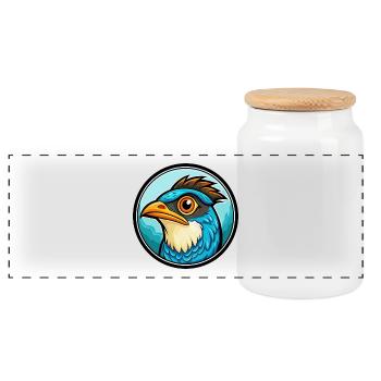 Kuckucksvogel Bunte Kawaii Cartoon Figur Haustier - Panorama Keksdose mit Holzdeckel - Weiß - Vorne