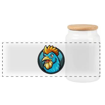 Poule coloré Kawaii dessin animé personnage Clipart Animal de compagnie - Boîte à biscuits avec couvercle en bois - blanc - Devant