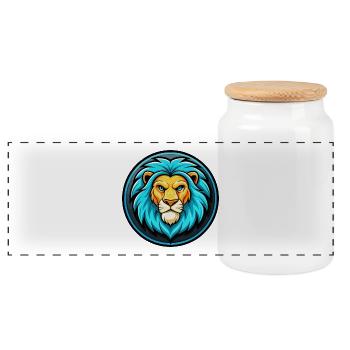Lion coloré Kawaii Dessin animé Personnage Clipart Animal de compagnie - Boîte à biscuits avec couvercle en bois - blanc - Devant