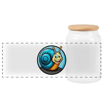 Snail Colorful Kawaii Cartoon Character Clipart - Panoramic Cookie Jar with Wooden Lid - white - Front