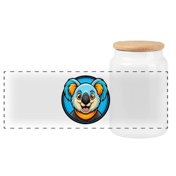 Koala Bunte Kawaii Cartoon Figur Clipart - Panorama Keksdose mit Holzdeckel - Weiß - Vorne