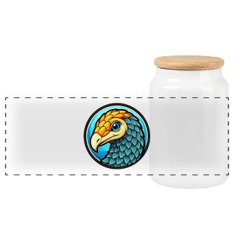 Pangolin Colorful Kawaii Cartoon Character Clipart - Panoramic Cookie Jar with Wooden Lid - white - Front