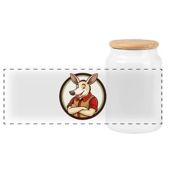 Aardvark Colorful Kawaii Cartoon Character Clipart - Panoramic Cookie Jar with Wooden Lid - white - Front