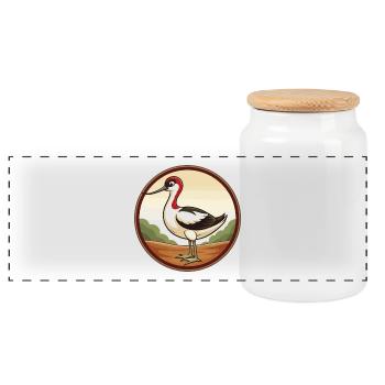 Avocet Bunte Kawaii Cartoon Figur Clipart - Panorama Keksdose mit Holzdeckel - Weiß - Vorne