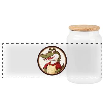 Alligator Bunte Kawaii Cartoon Figur Haustier - Panorama Keksdose mit Holzdeckel - Weiß - Vorne