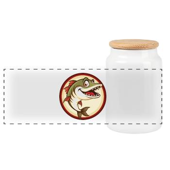 Barracuda Coloré Kawaii Dessin Animé Personnage Animal de compagnie - Boîte à biscuits avec couvercle en bois - blanc - Devant