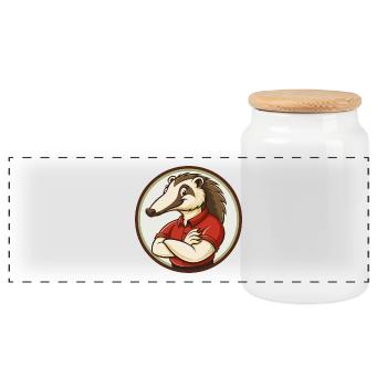 Anteater Colorful Kawaii Cartoon Character Clipart - Panoramic Cookie Jar with Wooden Lid - white - Front