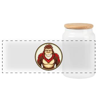 BigFoot coloré Kawaii Dessin animé Personnage Clipart - Boîte à biscuits avec couvercle en bois - blanc - Devant