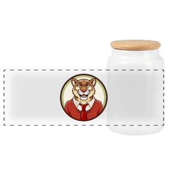 Cougar coloré Kawaii Dessin animé Personnage Clipart - Boîte à biscuits avec couvercle en bois - blanc - Devant