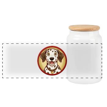Chien Dalmatien Coloré Kawaii Dessin Animé Clipart Animal de compagnie - Boîte à biscuits avec couvercle en bois - blanc - Devant