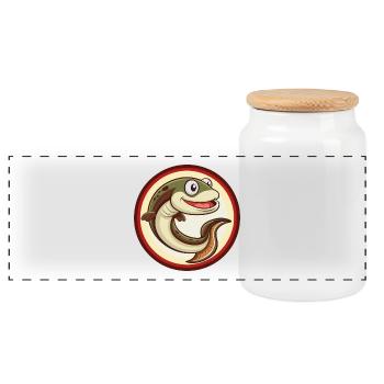 Eel Colorful Kawaii Cartoon Character Clipart Pet - Panoramic Cookie Jar with Wooden Lid - white - Front