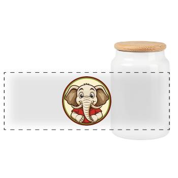 Elefant Bunte Kawaii Cartoon Figur Clipart - Panorama Keksdose mit Holzdeckel - Weiß - Vorne
