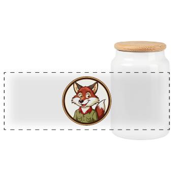 Fuchs Bunte Kawaii Cartoon Figur Clipart Haustier - Panorama Keksdose mit Holzdeckel - Weiß - Vorne